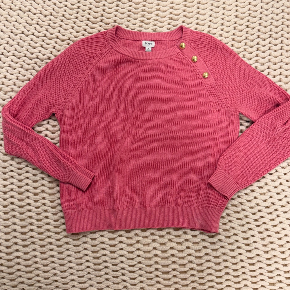 J Crew Button raglan crewneck sweater